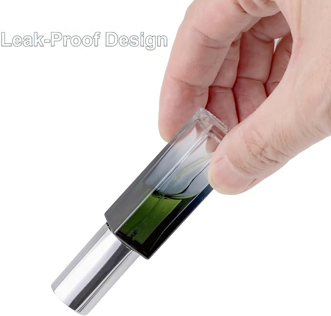 45Pcs 10mL Small Travel Spray Bottles - Leak Proof Refillable Mini Glass Spray Bottle for Essential Oils, Perfume, Skincare, Empty Gradient Square Fine Mist Container with Silver Lid