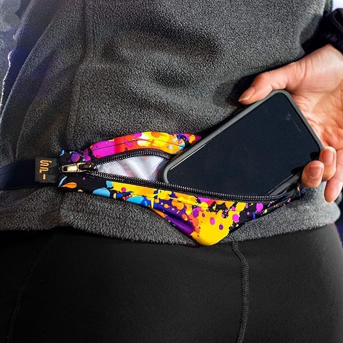 SPIbelt Running Belt Original Monochromatic, Women Men, Phone Holder for Running, Running Fanny Pack, Holder for Phone, Running Waist Pack, Adjustable Waist, [Fits All Phones]. White w/White Zipper