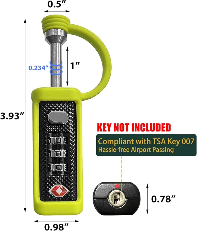 LAFENLIN 4-Pack TSA-Approved Gun Case Locks for Secure Firearm Transport & Storage, Cut-Proof Heavy Duty Padlocks Fit Gun, Rifle, Handgun, & Pistol Travel Cases, Lime
