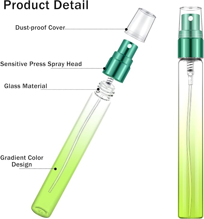 Zhehao 72 Pieces Mini Perfume Spray Bottles 10 ml Colorful Glass Fine Mist Refillable Spray Empty Bottles Perfume Atomizer Small Sample Containers for Travel Essential Oils Cleaning