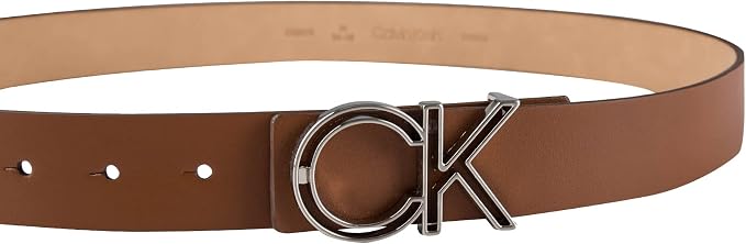 Calvin Klein Men’s CK Monogram Cut Out Buckle Belt – Casual Belt for Jeans & Everyday Wear