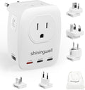 45W GaN Universal Travel Adapter, 7-in-1 2000W International Power Adapter with 3 USB-C(45W PD)/2 USB-A/2 AC, Worldwide Plug for EU,UK,China,AU - Cruise Essentials for Laptop,MacBook,iPad,Phone,Camera