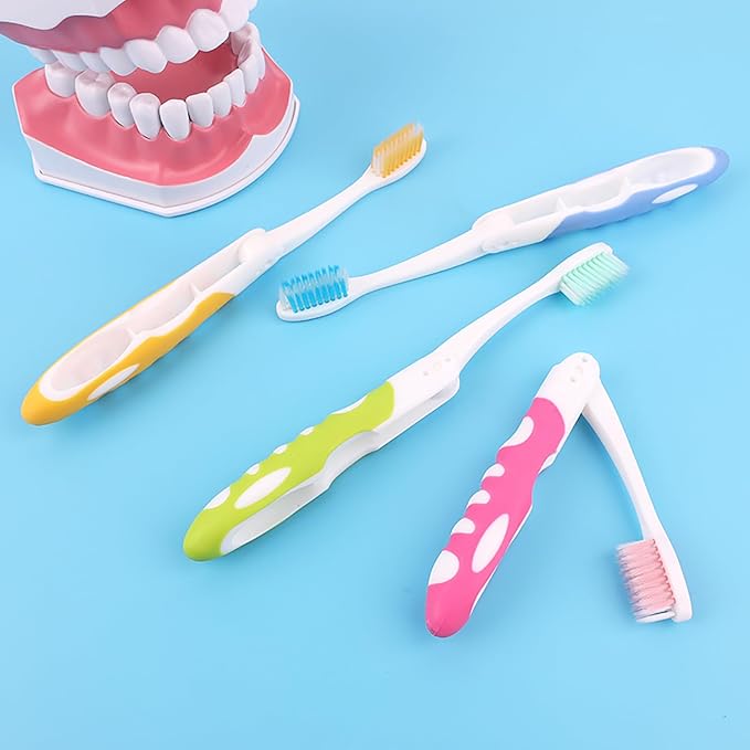 EasyHonor 20 Pack Bulk Travel Toothbrush with Folding Portable Design and Soft Bristles, for Camping, Hiking, Travel, School