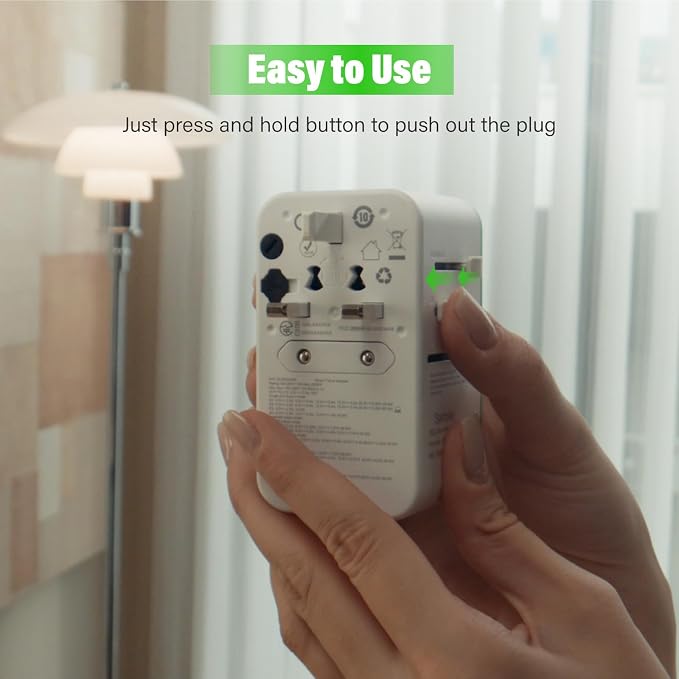 GlocalMe RoamPlug Universal Travel Adapter with 4G WiFi Mobile Hotspot and US 1GB Data, All-in-One International Power Plug Adapter, 4 USB Ports and Max 70W Output for EU UK AUS