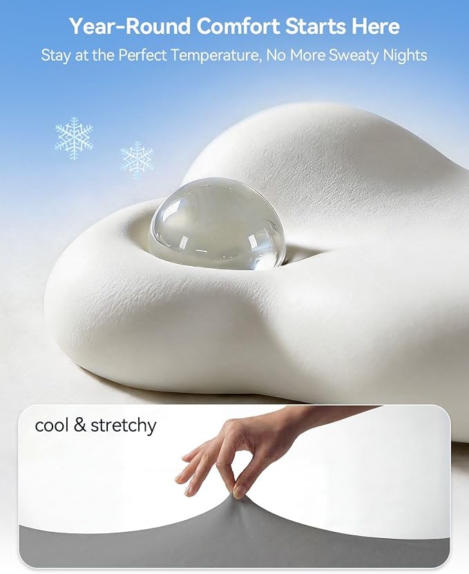Cervical Pillow for Neck Pain Relief, Ergonomic Contour Memory Foam Pillow for Side Back Stomach Sleepers, Deep Sleep Pillow for Cloud-Soft Shoulder Support with Cooling Pillowcase, Grey