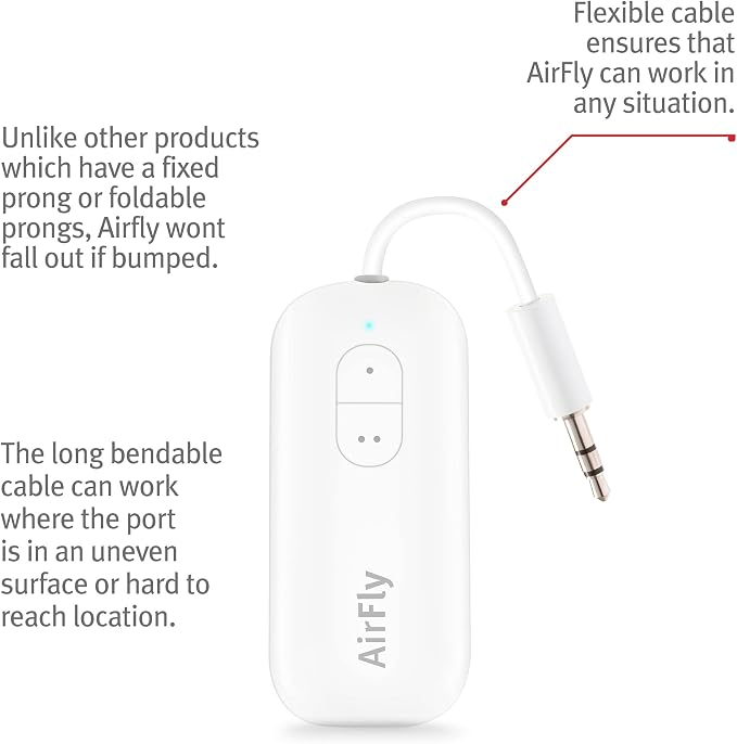 Twelve South AirFly Duo Bluetooth 5.0 Transmitter for TV/Airplane to 2 Wireless Headphones – Wireless Adapter for AirPods, Airplane, Car, Gym, Home, Use with Any 3.5 mm Audio Jack