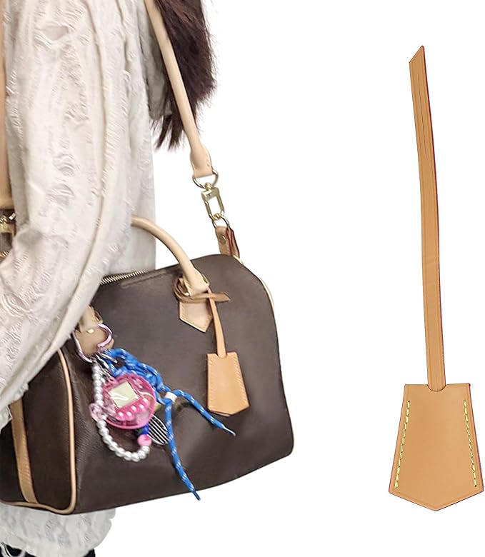 Genuine Leather Bag Decorative Hang Tag for Speedy 25 30 35,Luggage Tag, Suitcase Tag(TAG-Amber)