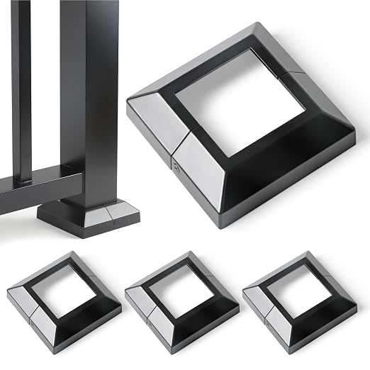 Post Base Cover, Split Type Skirt for Indoor/Outdoor Iron Deck Railing Decorative Covers(4, Post-3" Base-5")