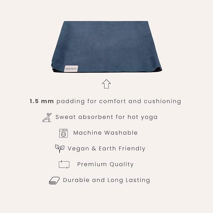 Travel Yoga Mat 1.5mm | Foldable, Lightweight Mat | Use for Travel, Backpacking, Yoga Retreat, Outdoors, Gym, Pilates, Machine Washable, Eco-Friendly