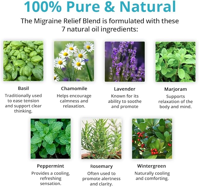 Wild Essentials Migraine Relief 2-Pack – Aromatherapy Roll-On & Nasal Inhaler – Basil, Chamomile, Lavender, Marjoram, Peppermint, Rosemary & Wintergreen – On-The-Go Comfort & Relaxation