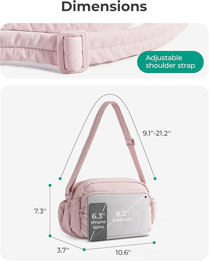BAGSMART Anti Theft Crossbody Bags for Women Travel Purse, Medium Quilted Puffy cross body bag, Handbags Shoulder Purses, Dark-medium