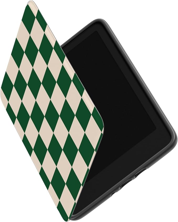 Casely Kindle Case | Fit Check | Green Checkerboard | Compatible with 7” Kindle Colorsoft and 7” Kindle Paperwhite (12th Gen 2024 Models)