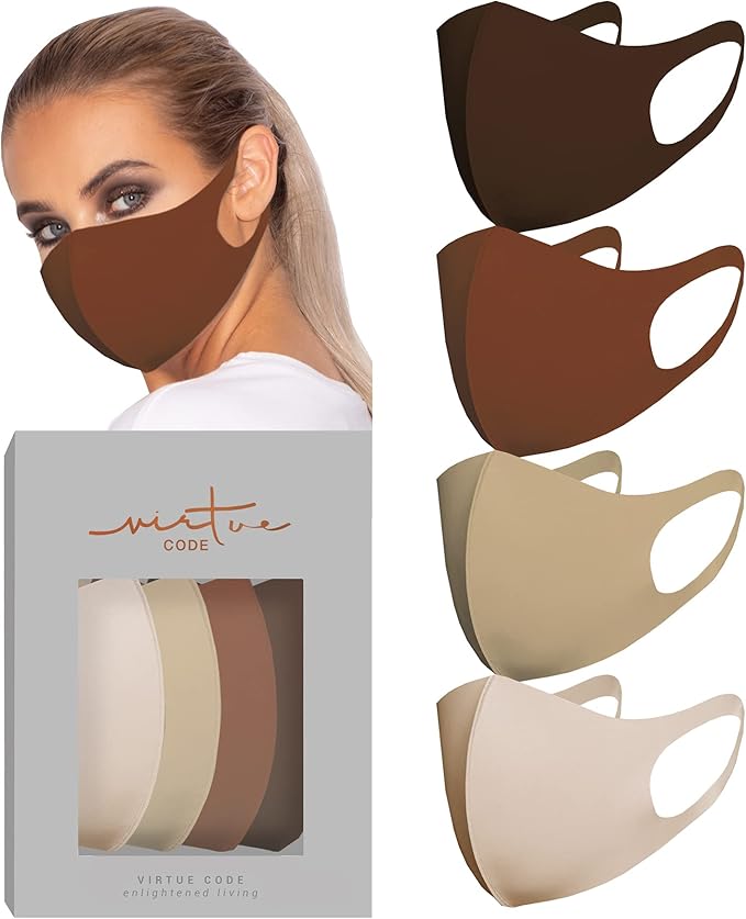 Virtue Code Second Skin Cloth Face Mask Pack. 4 Buttery Soft Masks Washable Fabric