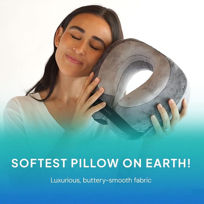 Cabeau Softest Neck Pillow for Travel – Evolution Earth Deluxe – 360° Head, Neck and Chin Support for Sleeping – Sustainable Memory Foam - Removable, Washable Cover with Compact Carrying Case (Terra)