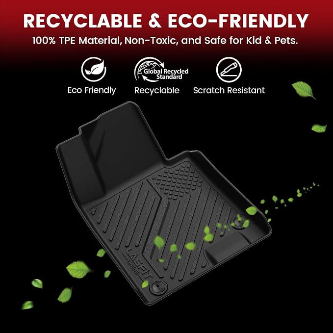 LASFIT Floor Mats & Backrest Mats & Cargo Mat for Kia Carnival Hybrid 8-Seat 2026 2025 (Not Fit Gas), All Weather TPE Custom Fit Floor Liners with Car Trunk Mat, Full Set Accessories, Black
