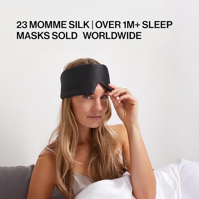 Dore & Rose Deep Sleep Mask for Women and Men - 23 Momme Mulberry Silk Eye Mask for Sleeping and Travel, 100% Blackout, Adjustable Strap, Cooling Soft Black Silk Eyemask Award-Winning Luxury