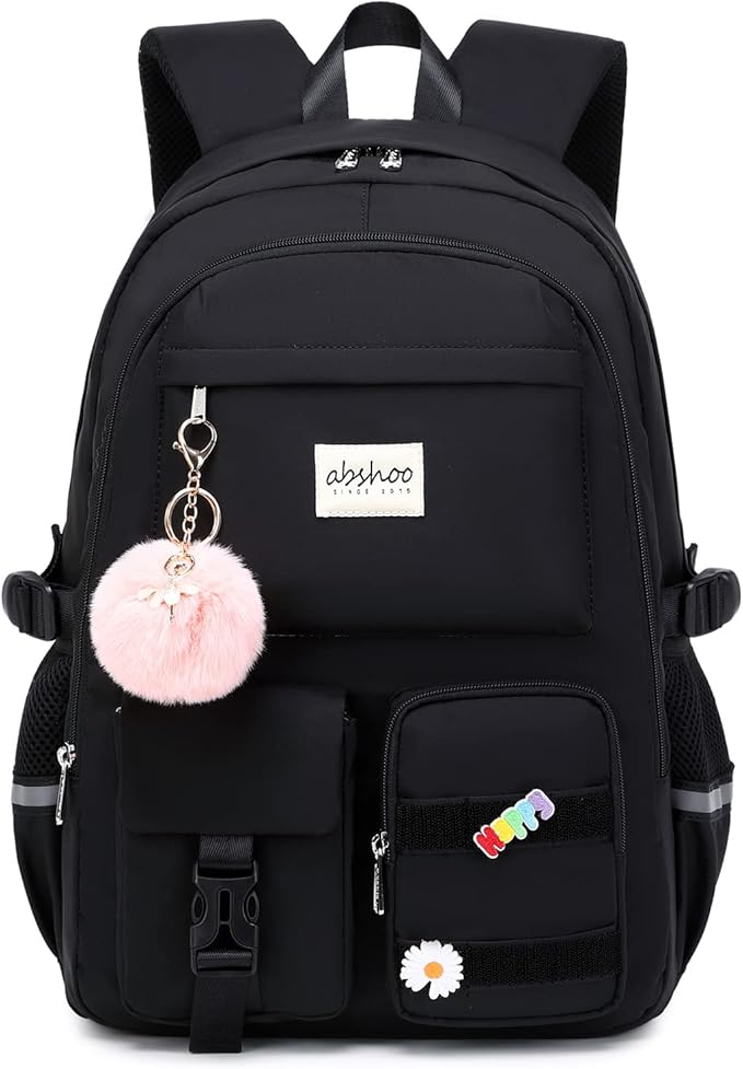 abshoo Big Student Laptop Backpack For College Women Middle High School Teen Girls Bookbag Travel Daypack (Black) | For College, Middle High School, Bookbag, Travel Daypack