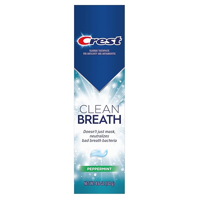 Crest Toothpaste Clean Breath Peppermint 4.6oz – Neutralizes Bad Breath, Antibacterial Protection, Fights Cavities, Freshens Breath, Gently Whitens