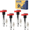 4PCS UF529 Ignition Coils + 4PCS Iridium Spark Plugs Ignition Coils Pack Fits for 2005-2010 A4 Quattro, 2005-2018 A6 Quattro, 2007-2015 Touareg 3.0L 4.2L, Coil Pack Set Aftermarket Parts