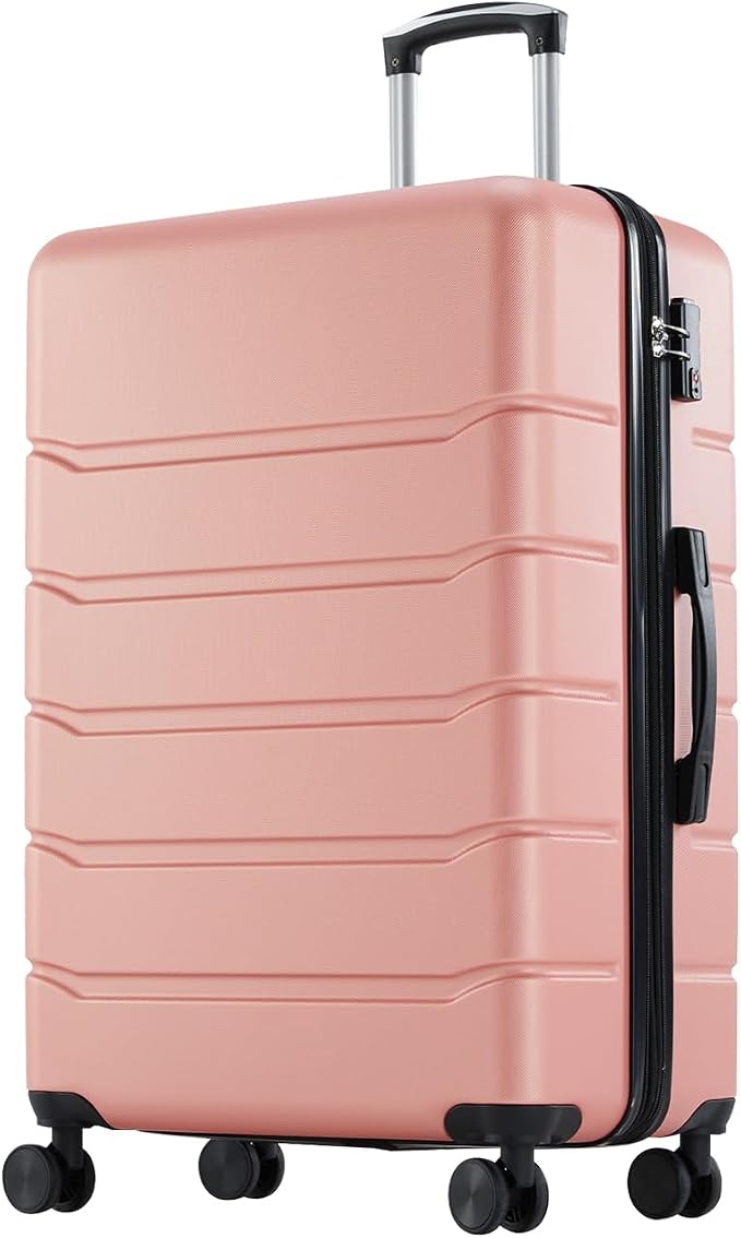 Sweetcrispy 20 Inch Carry On Luggage, Lightweight ABS Rolling Hard Shell Suitcase with Quiet Spinner Wheels, Built-in TSA Lock, Portable Travel Suitcase for Business Trip & Vacation Use, Pink