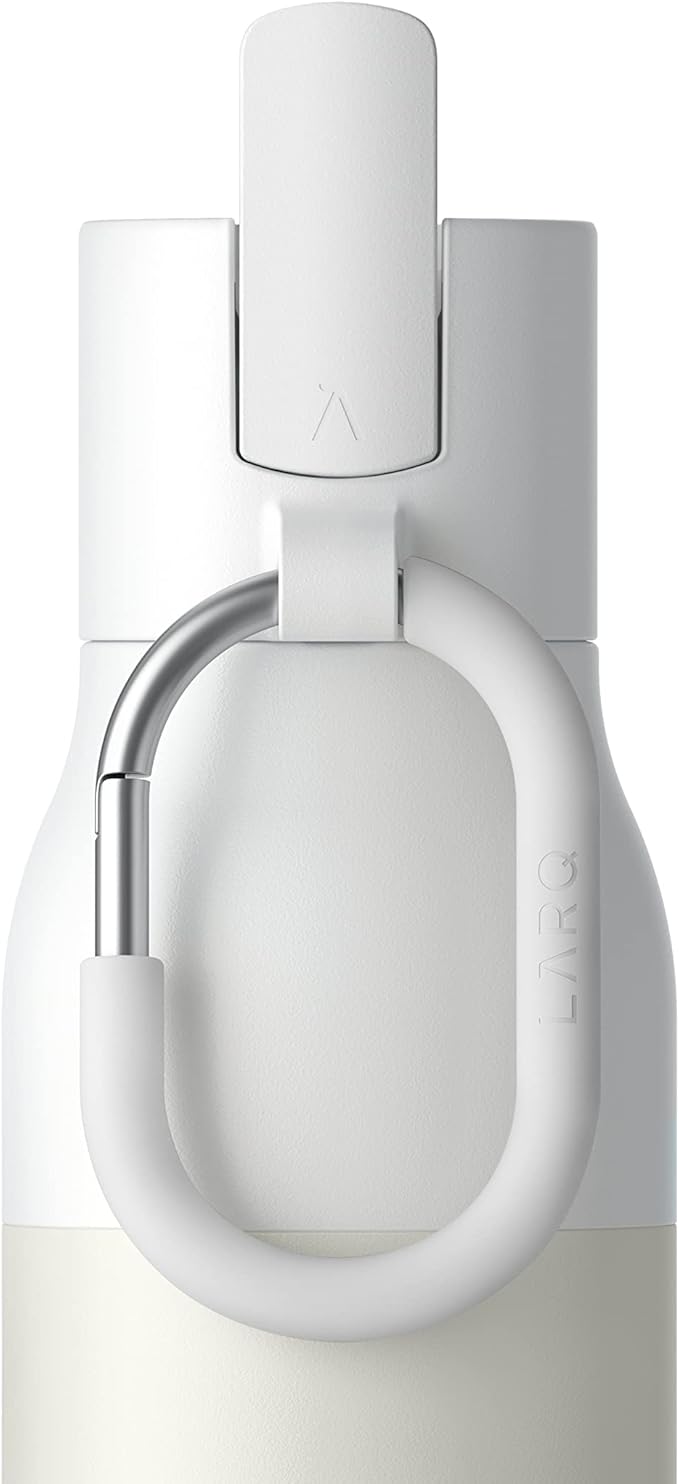 LARQ Bottle Filtered – Insulated Stainless Steel Water Bottle with Filter Straw, Removes Chlorine, PFAS Lead, BPA-Free Leak Proof Flip Top, 24h Cold for Travel Gym Office, 25 oz, Granite White