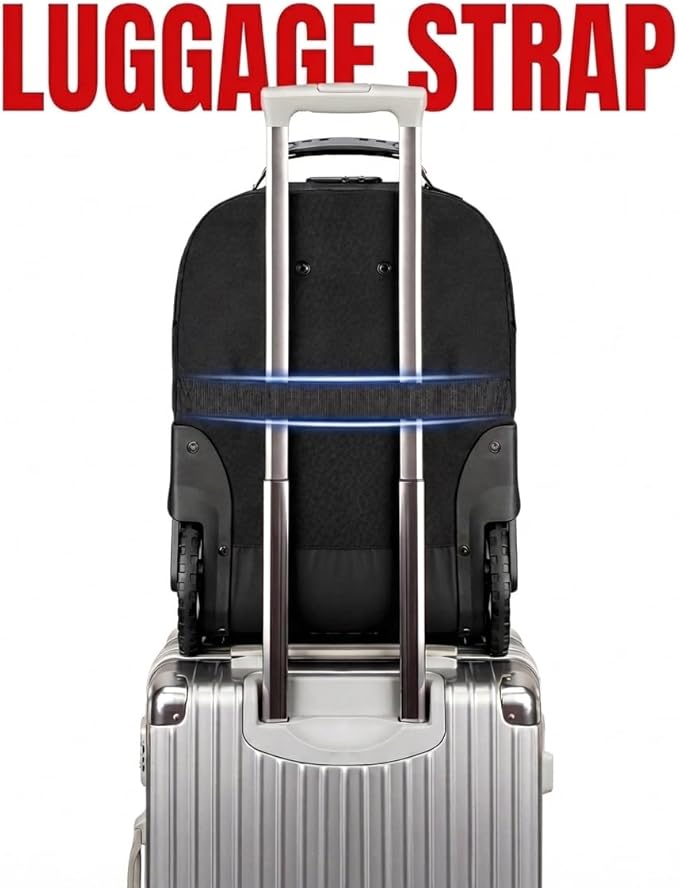 MATEIN Rolling Bag with Wheels, 17 Inch Extra Large Laptop Roller Backpack for Adults with Anti Theft Lock & Sturdy Handle, Water Resistant Wheeled Bag Carry On Luggage for Teacher Work Travel Men