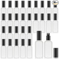 Roshtia 30 Pcs Glass Spray Bottle Clear Empty Bottles Small Refillable Reusable Perfume Bottle with Fine Mist Sprayer Pump for Face Body Travel(3.4 oz,Black)
