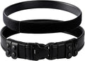 TACNEX 2" Duty Belt w/Hook Lining 4 Keepers 1.5" Reversible Inner Belt for Police Law Enforcement Security Plain Black