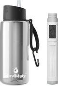 SurviMate 5-Stage 0.01μm Ultra-Filtration Filtered Water Bottle, BPA-Free Material, NSF/ANSI 42 Certified, Portable Water Filter Bottle for Survival, Camping, Hiking, and Emergency Use