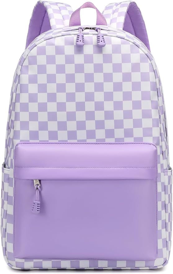 mezhsa Boy School Backpack Elementary Middle Lightning Bookbag Laptop Teenager Waterproof Lightweight 17 Inches (6Purple Square)
