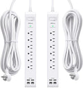 2 Pack Power Strip, Extension Cord 15FT, Surge Protector with 6 Outlets and 4 USB Ports (2 USB C), Flat Plug Overload Protection, Extension Cord with Multiple Outlets, Wall Mount for Home Dorm College