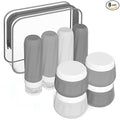 Mrsdry Travel Size Toiletries 8 Pack, TSA Approved 3oz Silicone Squeeze Bottles & Cream Jars with Clear Travel Bag