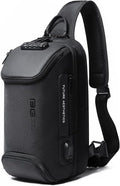 BANGE Anti theft Sling Backpack with Lock, Men's Sling Bag for Men, Shoulder Crossbody Backpack with USB Charging Port for Men and Women