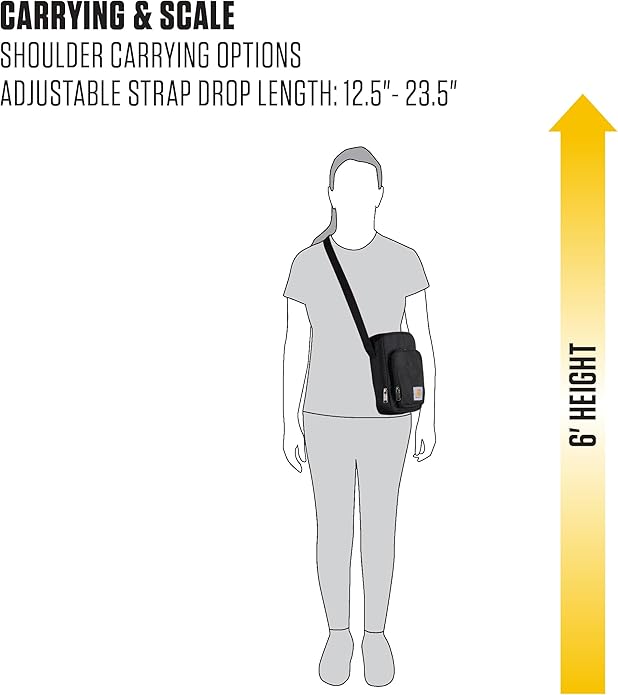 Carhartt Crossbody Zip Bag, Durable, Adjustable Crossbody Bag with Zipper Closure for Men and Women