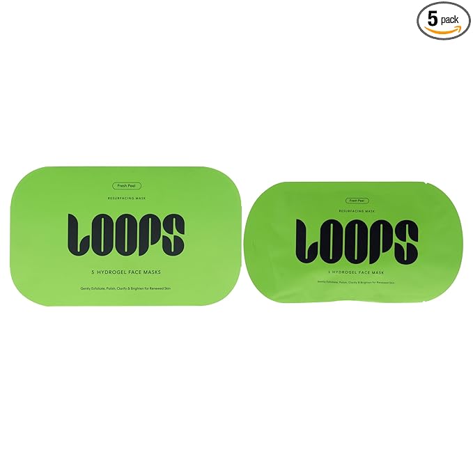 LOOPS FRESH PEEL - Resurfacing Hydrogel Face Mask - Gently Exfoliate, Polish, Clarify and Brighten for Renewed Skin - 5 Pc