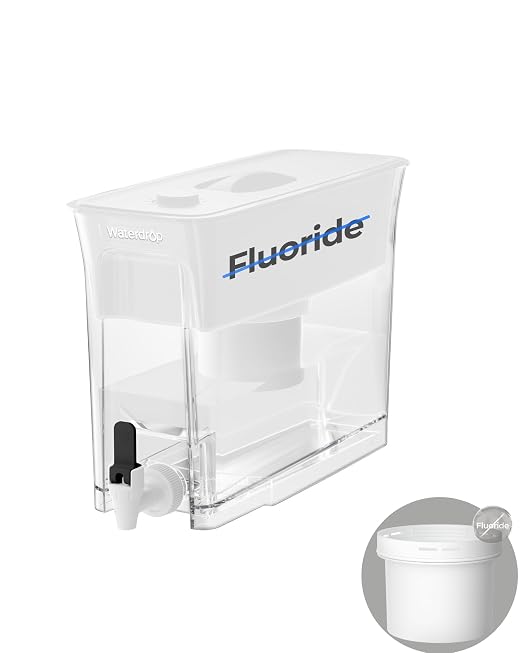 Waterdrop WFD-02W Water Filter Dispenser, Fluoride Reduction, 35-Cup with 1 Filter, 150-Gallon Long-Life, Large Capacity, Reduces Chlorine, PFOA/PFOS and More, BPA Free, White
