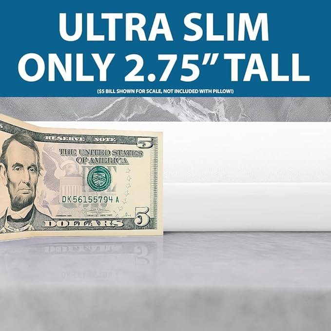 Bluewave Bedding Ultra Slim Gel Memory Foam Pillow for Stomach and Back Sleepers - Thin, Flat Design for Cervical Neck Alignment and Deeper Sleep (2.75-Inches Height, King Size)
