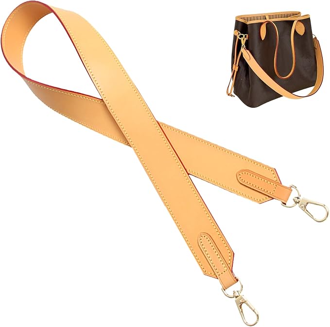 jiesinlov Vachetta Leather Wide Straps Replacement Bag Shoulder Strap for Neverful Speedy Tote Handbag(Width1.5in,length35.4in-Beeswax)