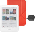 Kobo Clara Colour eReader (White) with Case Bundle (Cayenne Red SleepCover, Case + AC Bundle)