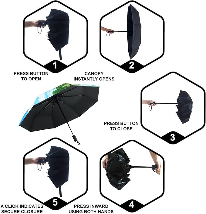 SY COMPACT Travel Umbrella - Windproof Automatic Compact Umbrella for Rain, Lightest 8-Rib, Small, Strong & Portable, Durable Grip, Fits Backpack & Car, Factory Direct (UV Available)
