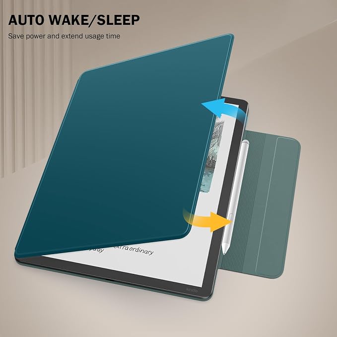 MoKo Magnetic Case for All-New 11" Kindle Scribe 2025(3rd Generation) & Kindle Scribe Colorsoft 2025(1st Generation) - Slim Folio Premium PU Leather Cover with Pen Clasp & Auto Sleep Wake, Turquoise
