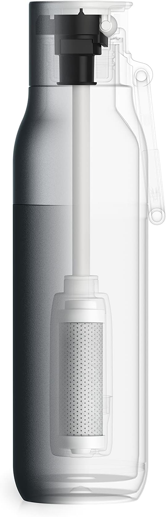 LARQ Bottle Filtered – Insulated Stainless Steel Water Bottle with Filter Straw, Removes Chlorine, PFAS Lead, BPA-Free Leak Proof Flip Top, 24h Cold for Travel Gym Office, 25 oz, Obsidian Black