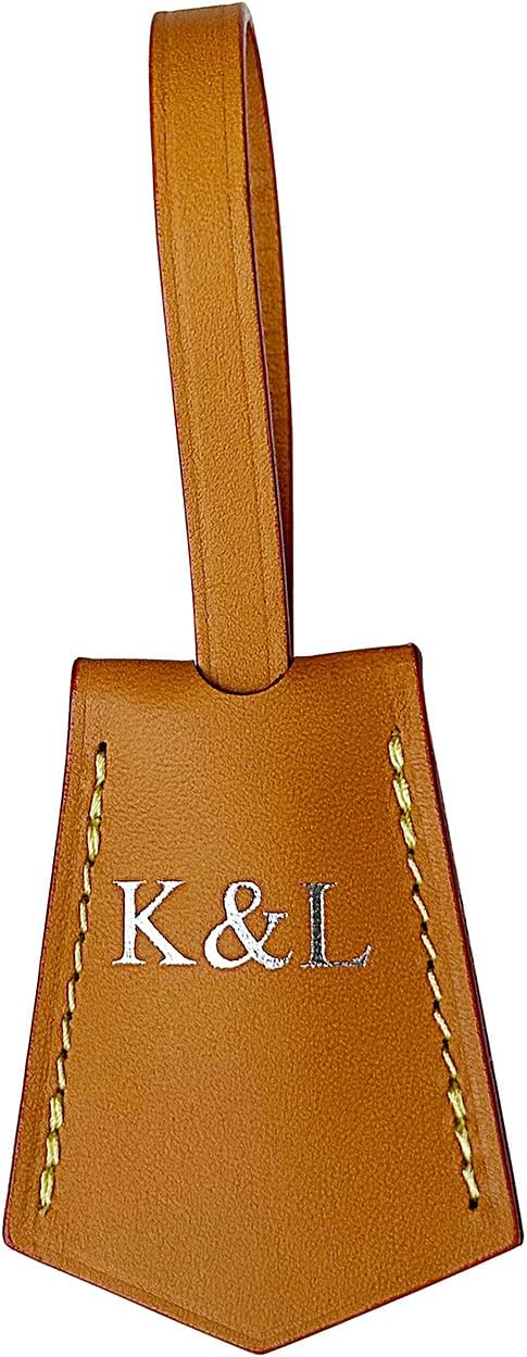 Vachetta Leather Personalized Luggage Tags Customized Charms for suitcases Monogram Tags Initials on Tags Premium Leather Unique Travel Gifts for Speedy Neverfull Handbags(Model B)