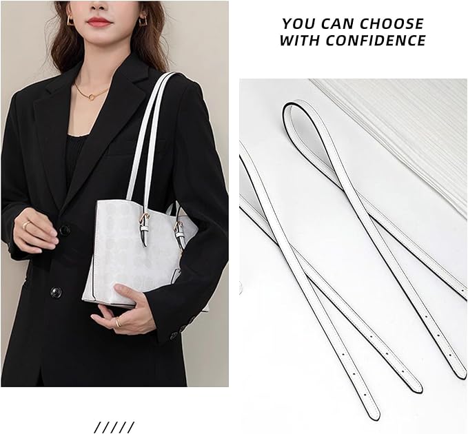 Jiesinlov 2 Pcs Bag Microfiber Leather Strap Replacement Shoulder Straps for Mollie 25 Tote Handbag(White)