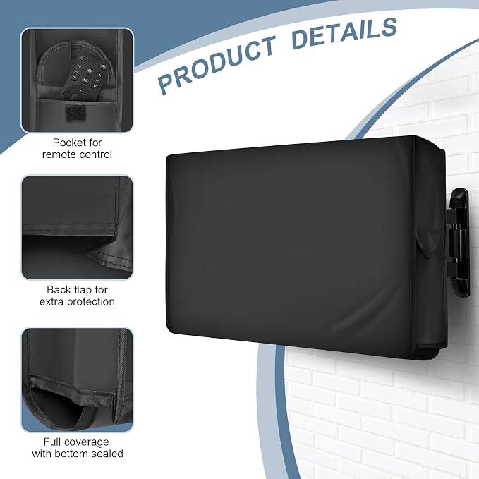 ULTCOVER Waterproof TPE Fabric Outdoor TV Cover with Anti-scratch Liner for 60-65 inch Outside Flat Screen Televisions