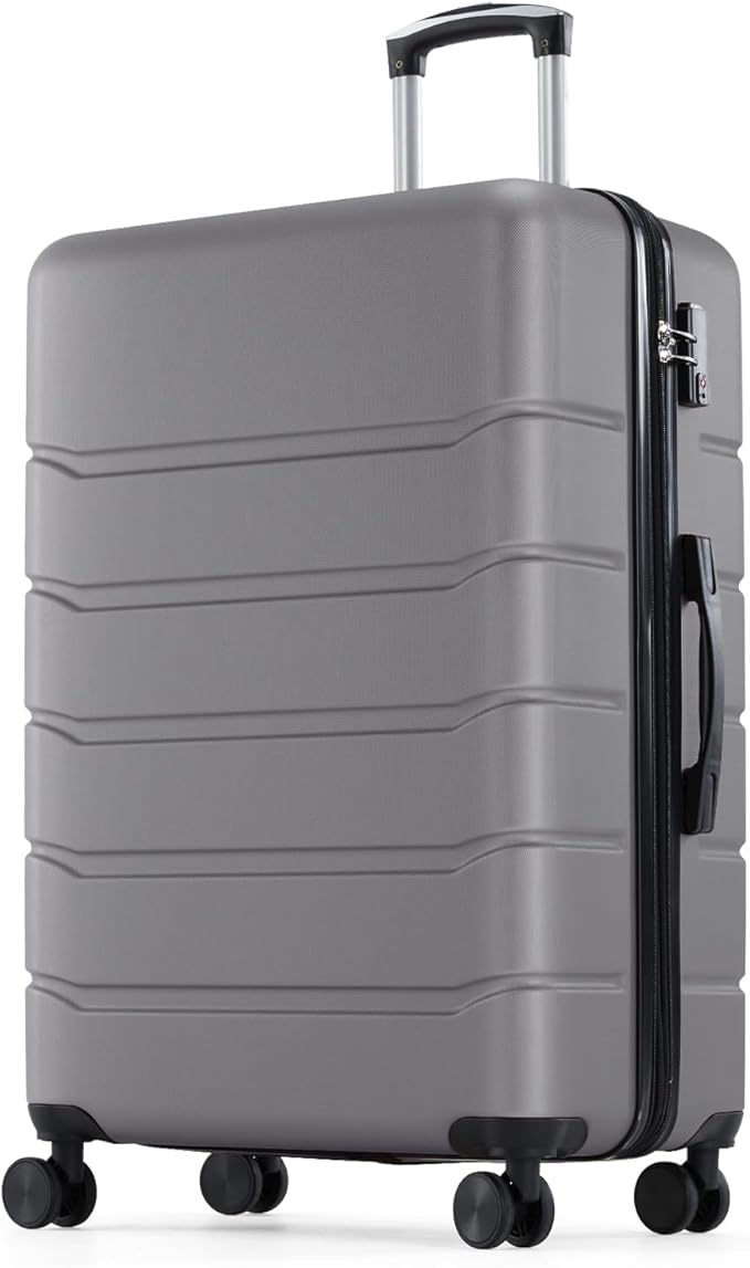 Sweetcrispy Carry on Luggage, Hard Shell ABS Suitcase with Double Spinner Wheels, Lightweight Expandable Rolling Suit Case with TSA Lock, 24 Inch Dark Grey