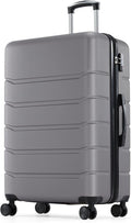 Sweetcrispy Carry on Luggage, Hard Shell ABS Suitcase with Double Spinner Wheels, Lightweight Expandable Rolling Suit Case with TSA Lock, 24 Inch Dark Grey