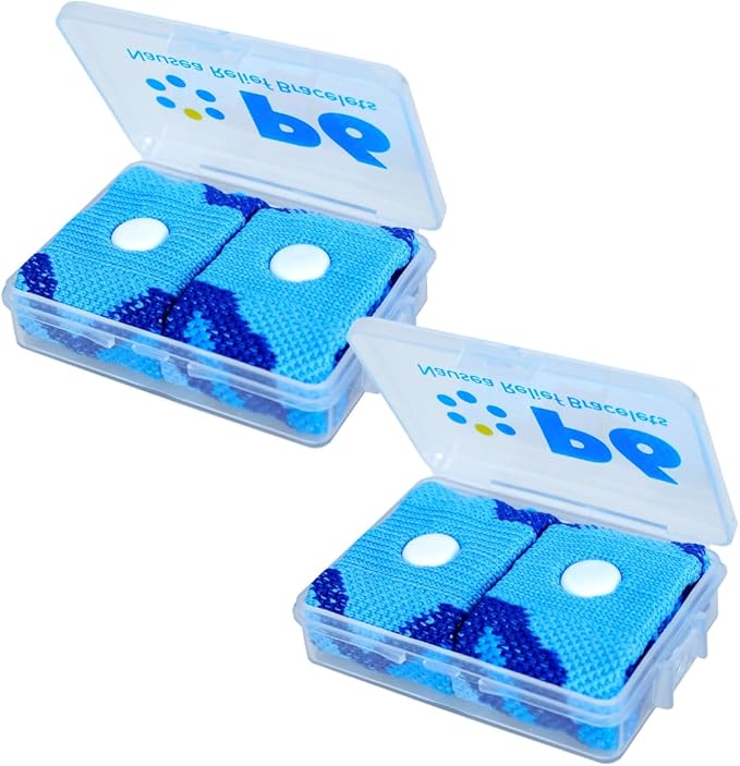 P6 Motion Sickness Bands for Kids Children’s Wristbands for Anti Nausea Sea Cruise Travel Car Sickness All-Natural Non Drowsy Relief Acupressure Treatment (2 Pack, Blue - Blue)