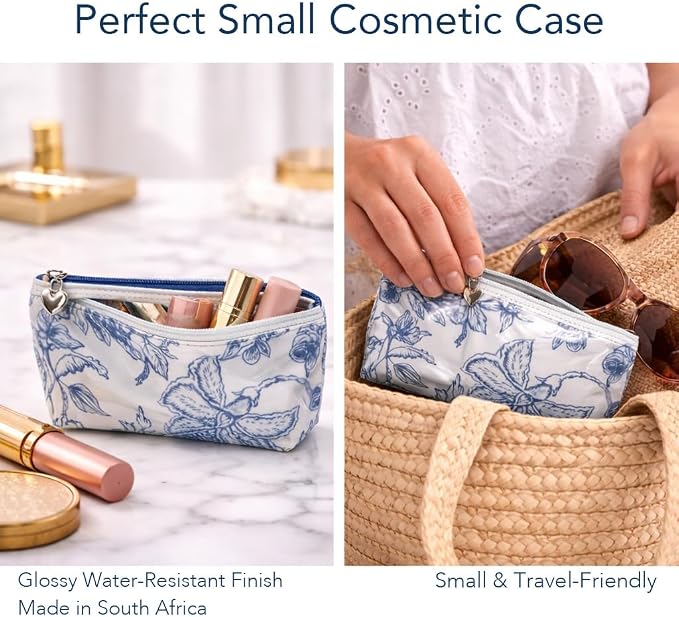Jacaranda Living Small Cosmetic Bag - Water-Resistant, PVC-Lined - Pineapple Garden