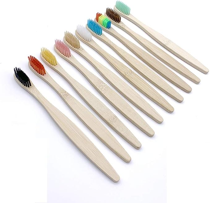 10PCS Colorful Natural Toothbrush Set Soft Bristle Charcoal Teeth Whitening Toothbrushes Dental Oral Care
